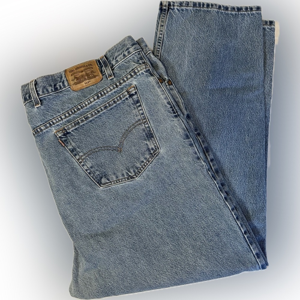 Vintage Levis 540 Men's Blue Jeans BROWN TAB Relaxed Fit Denim 50x30 - Repaired